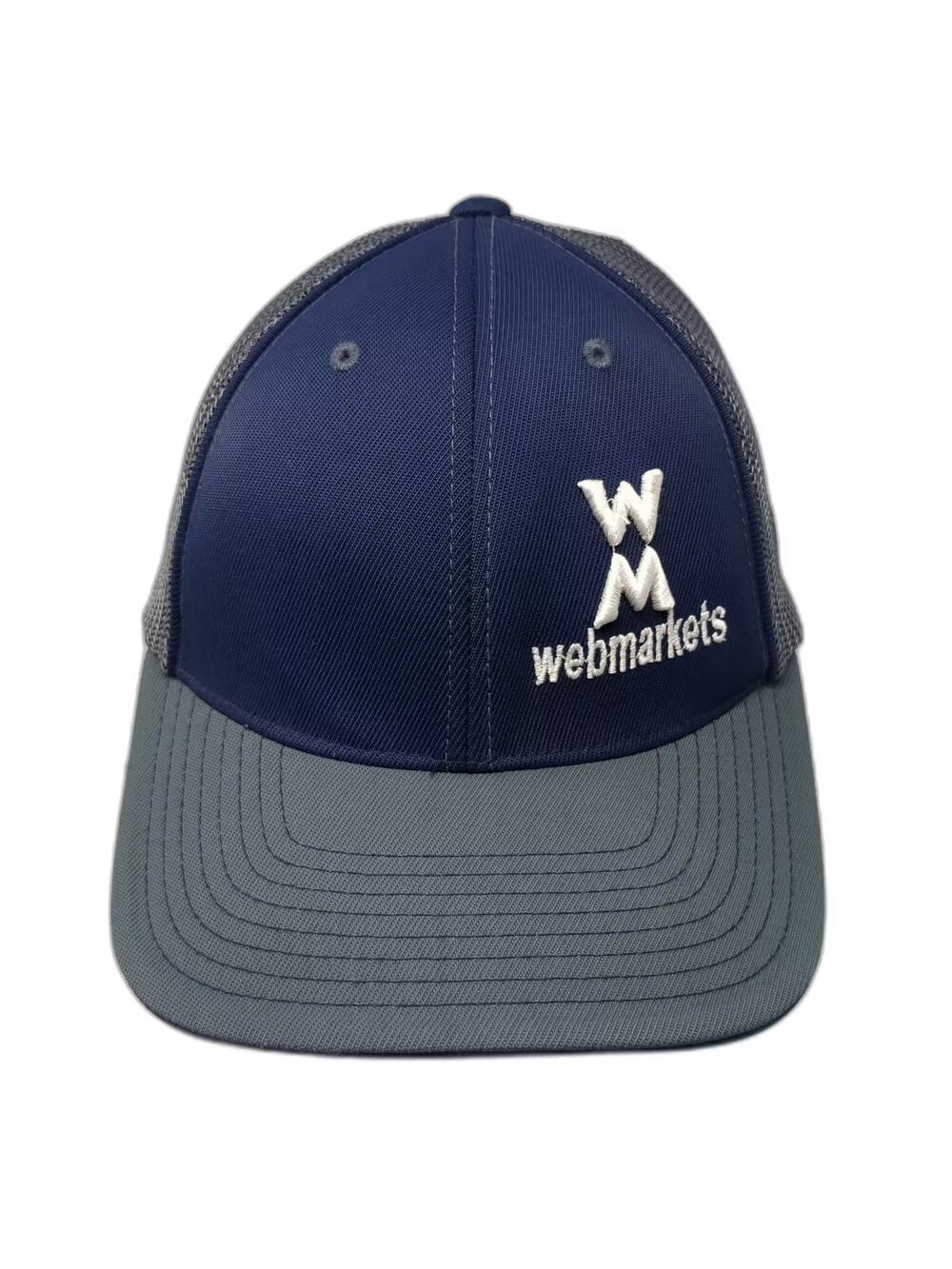 Pacific Headwear Baseball Cap Blue Gray 7 3/8 Mesh Fitted Hat Embroidered Logo